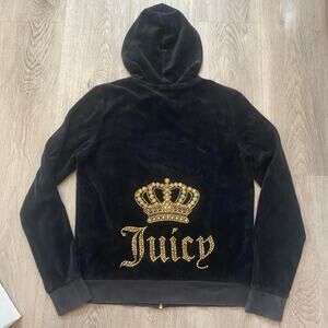 Vintage black and gold juicy couture glittery black tracksuit top